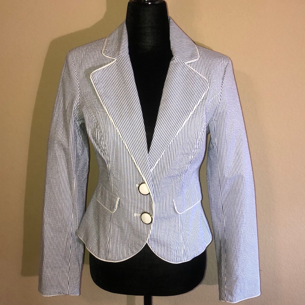 NWOT Merona Blue and White Seersucker Jacket